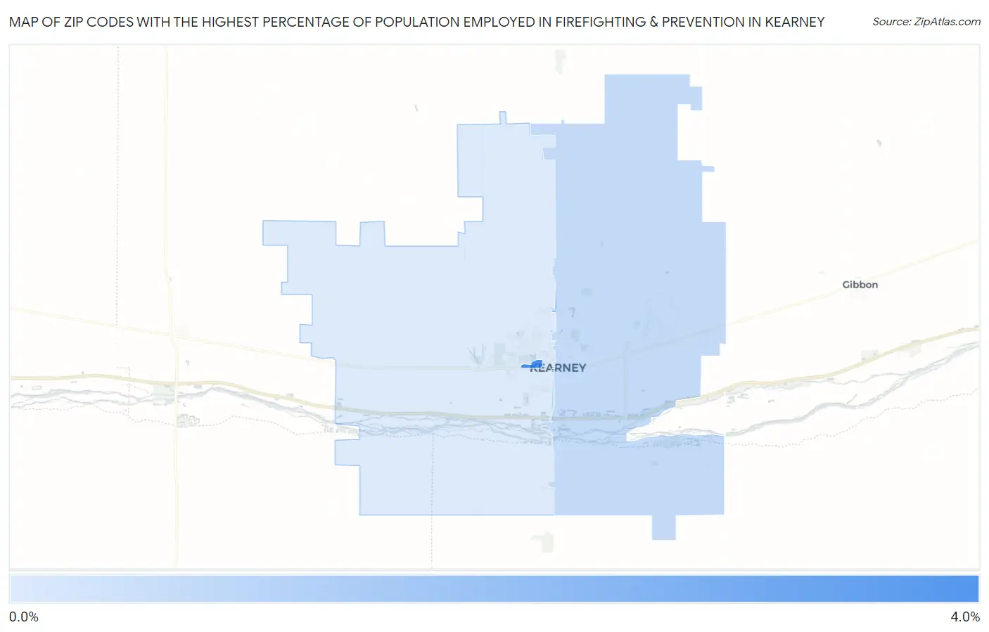 Zip Codes with the Highest Percentage of Population Employed in Firefighting & Prevention in Kearney Map