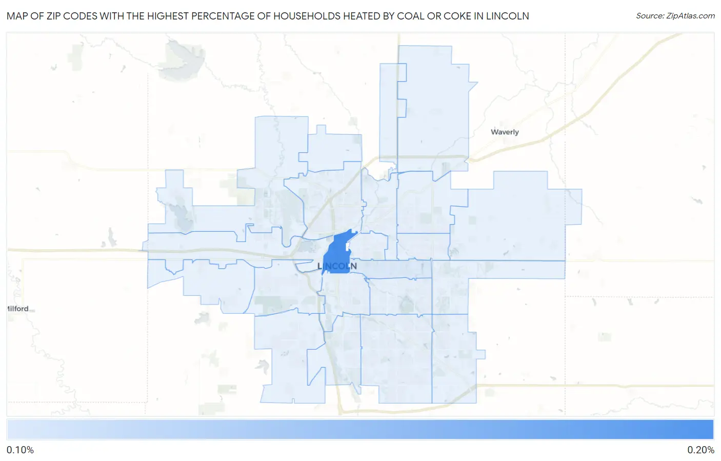 Zip Codes with the Highest Percentage of Households Heated by Coal or Coke in Lincoln Map