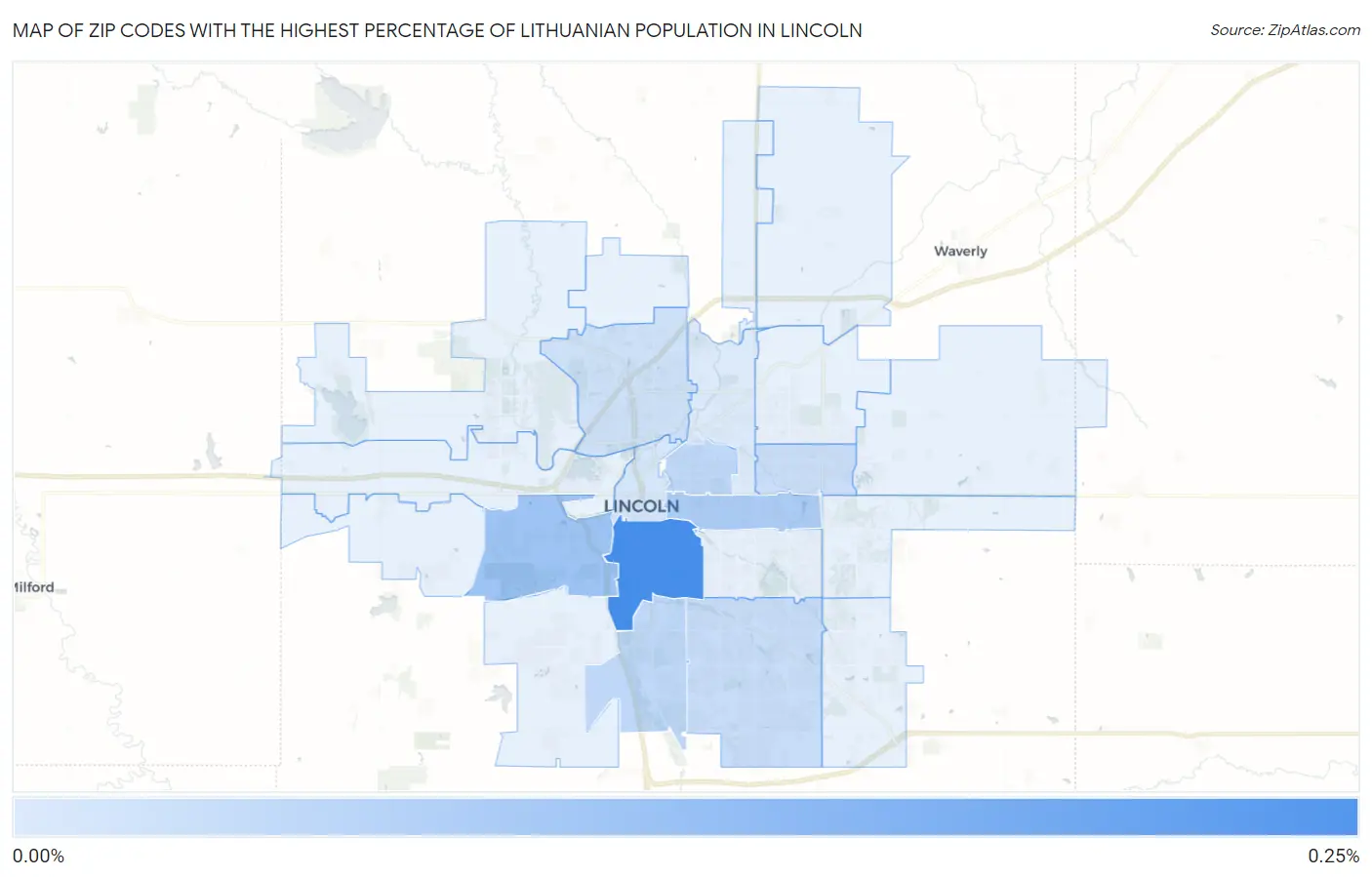 Zip Codes with the Highest Percentage of Lithuanian Population in Lincoln Map