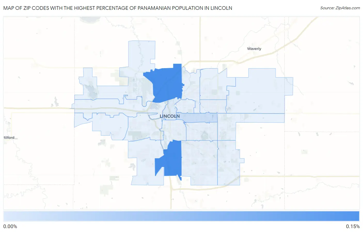 Zip Codes with the Highest Percentage of Panamanian Population in Lincoln Map