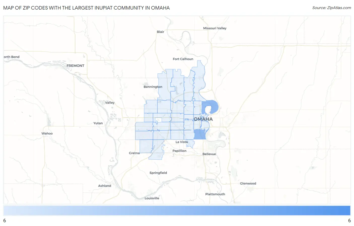 Zip Codes with the Largest Inupiat Community in Omaha Map