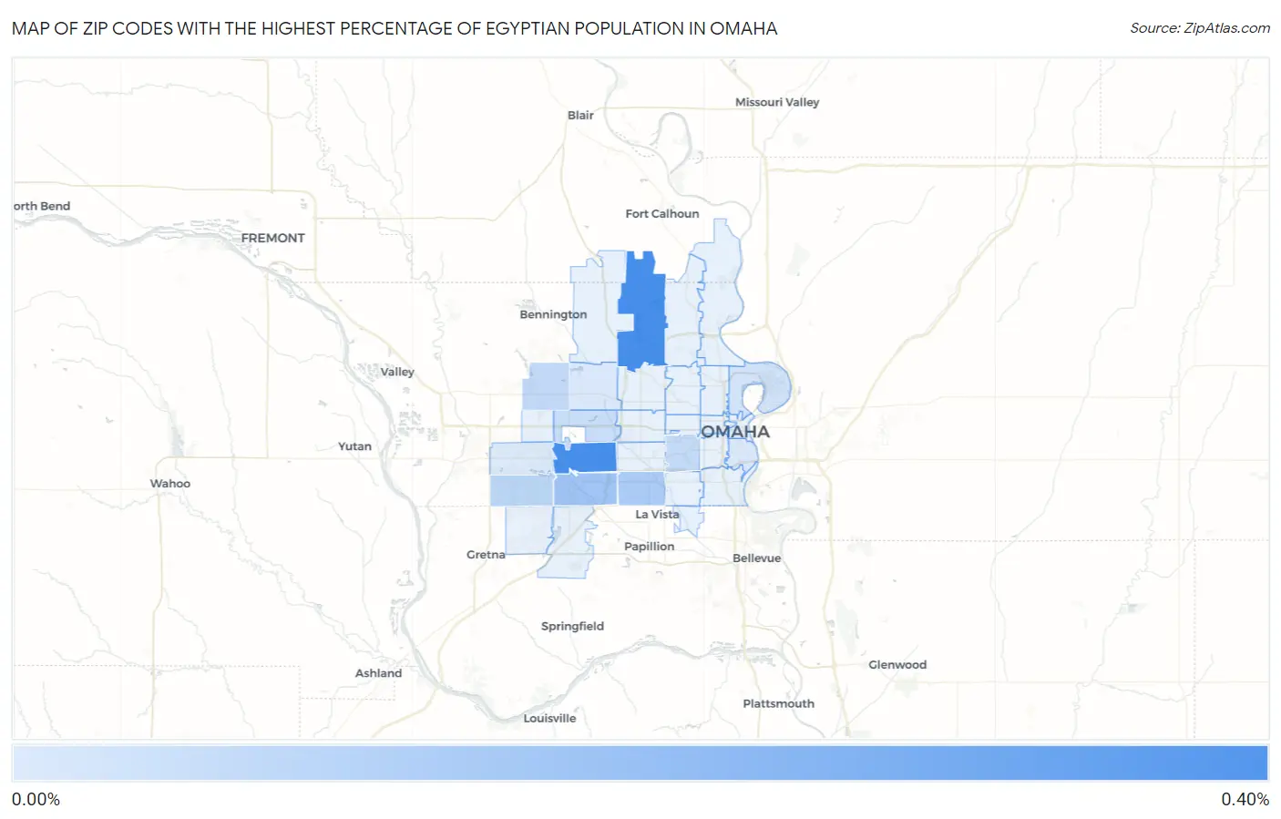 Zip Codes with the Highest Percentage of Egyptian Population in Omaha Map