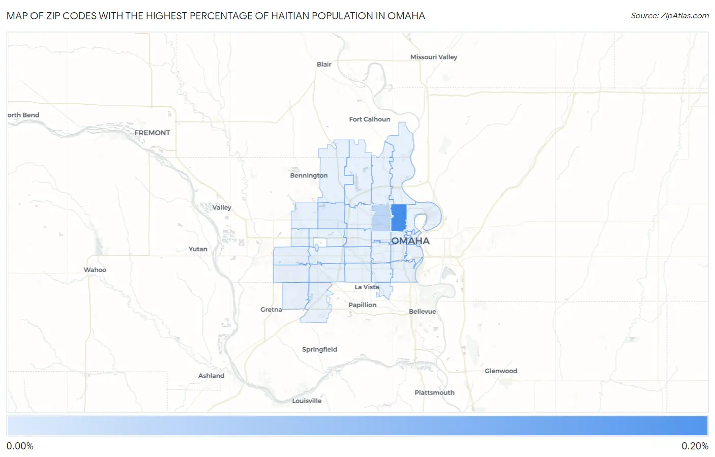 Zip Codes with the Highest Percentage of Haitian Population in Omaha Map