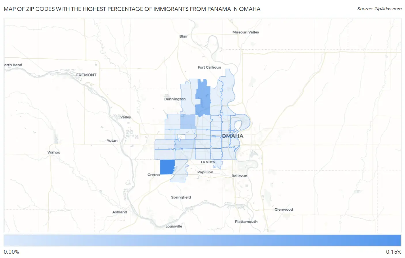 Zip Codes with the Highest Percentage of Immigrants from Panama in Omaha Map