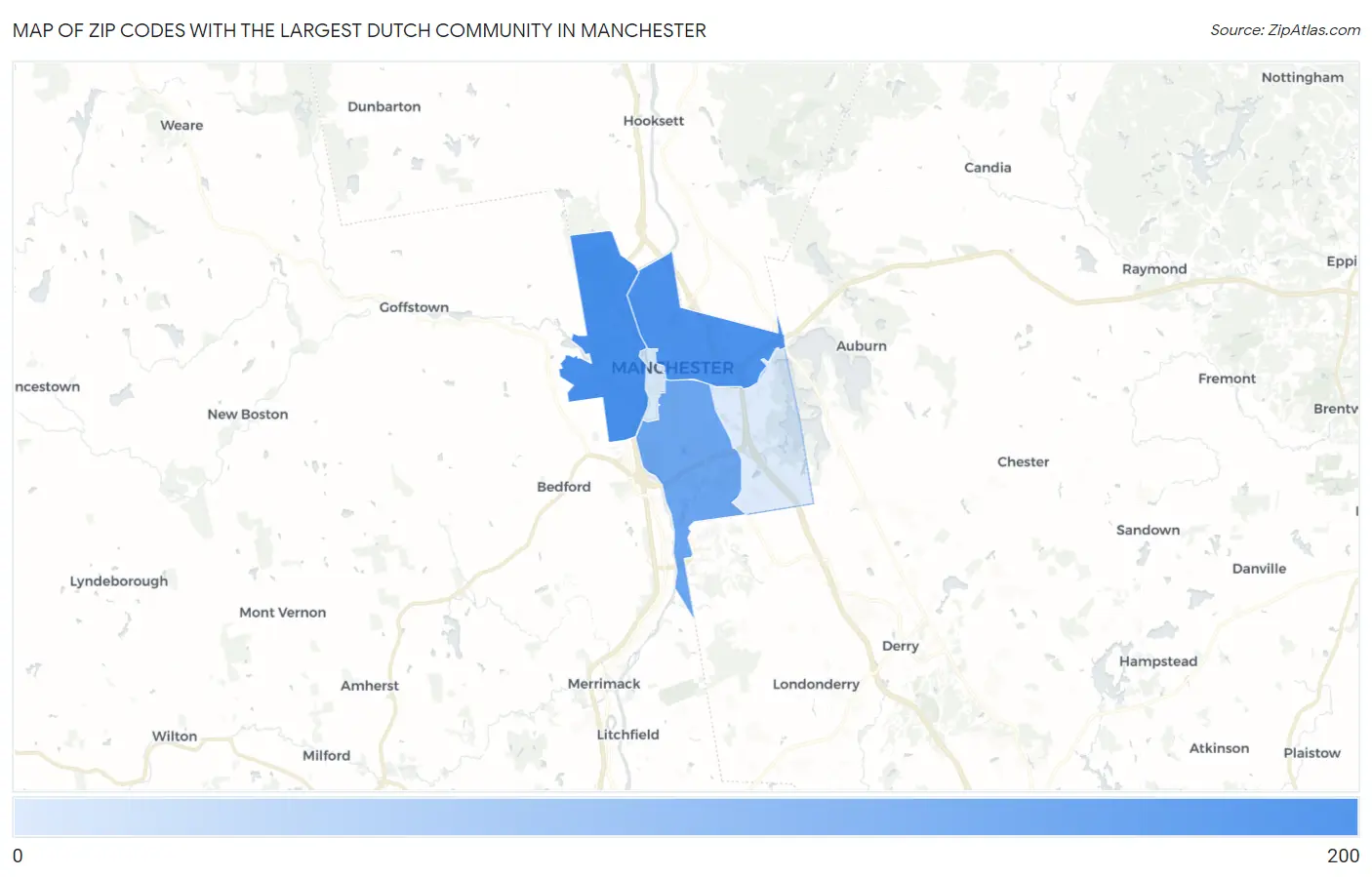 Zip Codes with the Largest Dutch Community in Manchester Map