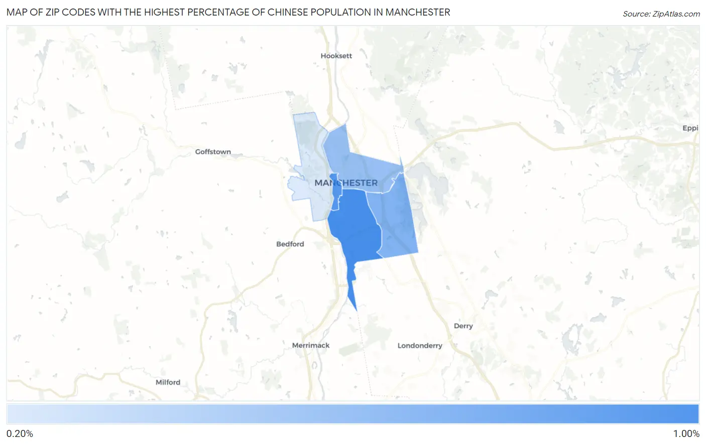 Zip Codes with the Highest Percentage of Chinese Population in Manchester Map