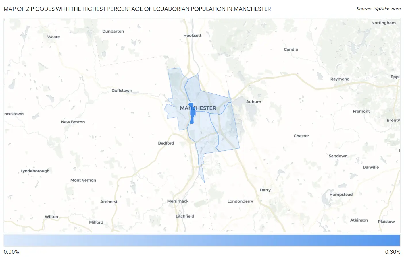Zip Codes with the Highest Percentage of Ecuadorian Population in Manchester Map