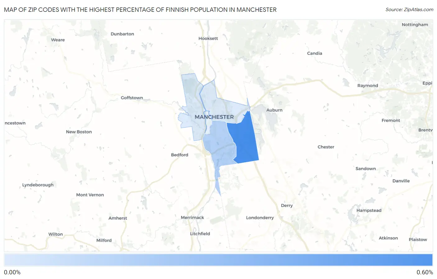 Zip Codes with the Highest Percentage of Finnish Population in Manchester Map