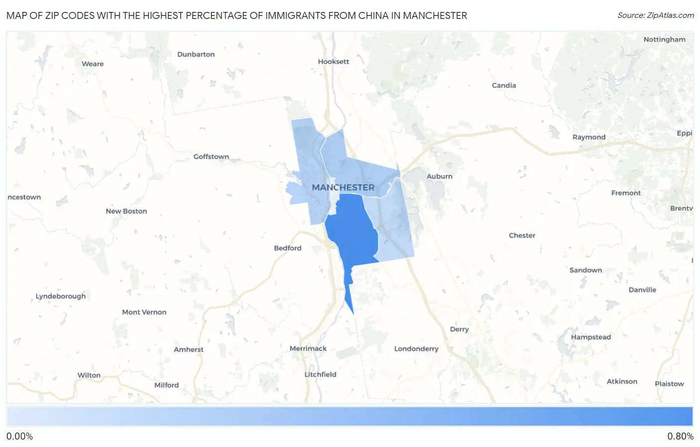 Zip Codes with the Highest Percentage of Immigrants from China in Manchester Map