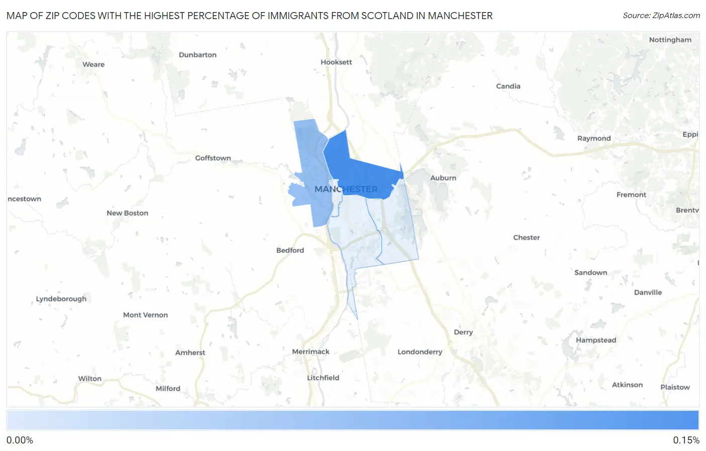 Zip Codes with the Highest Percentage of Immigrants from Scotland in Manchester Map