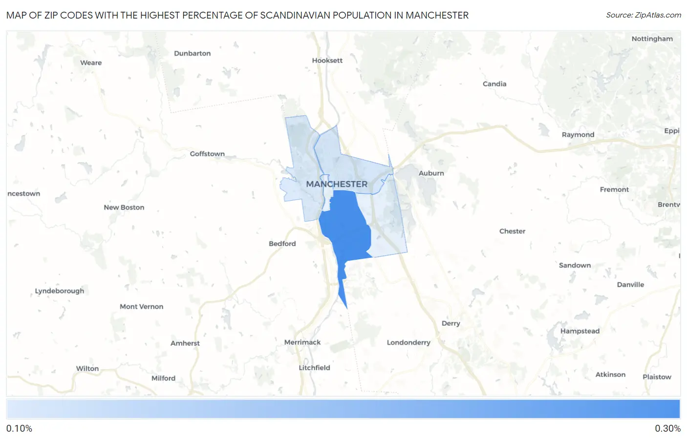 Zip Codes with the Highest Percentage of Scandinavian Population in Manchester Map
