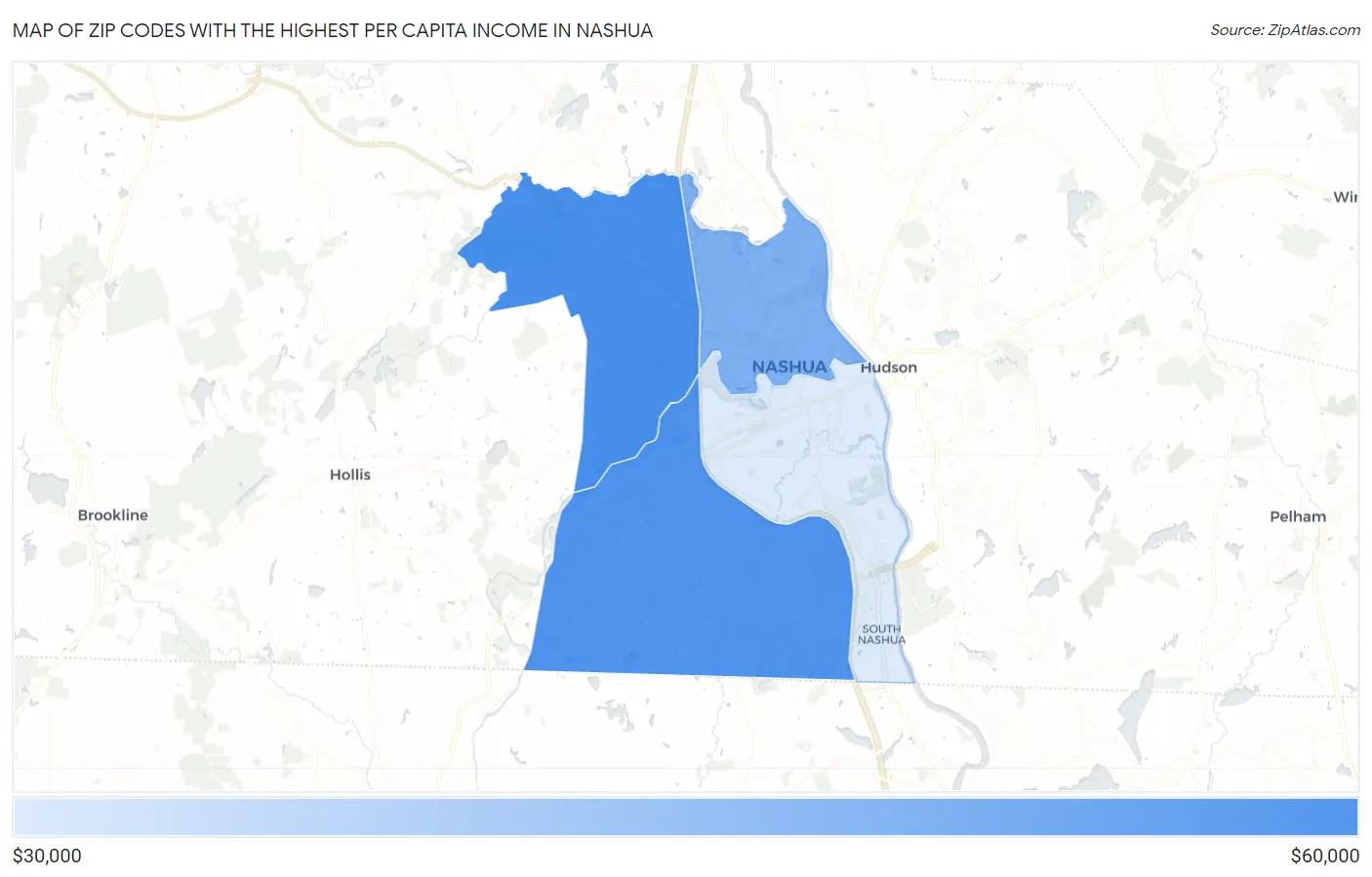 Zip Codes with the Highest Per Capita Income in Nashua Map
