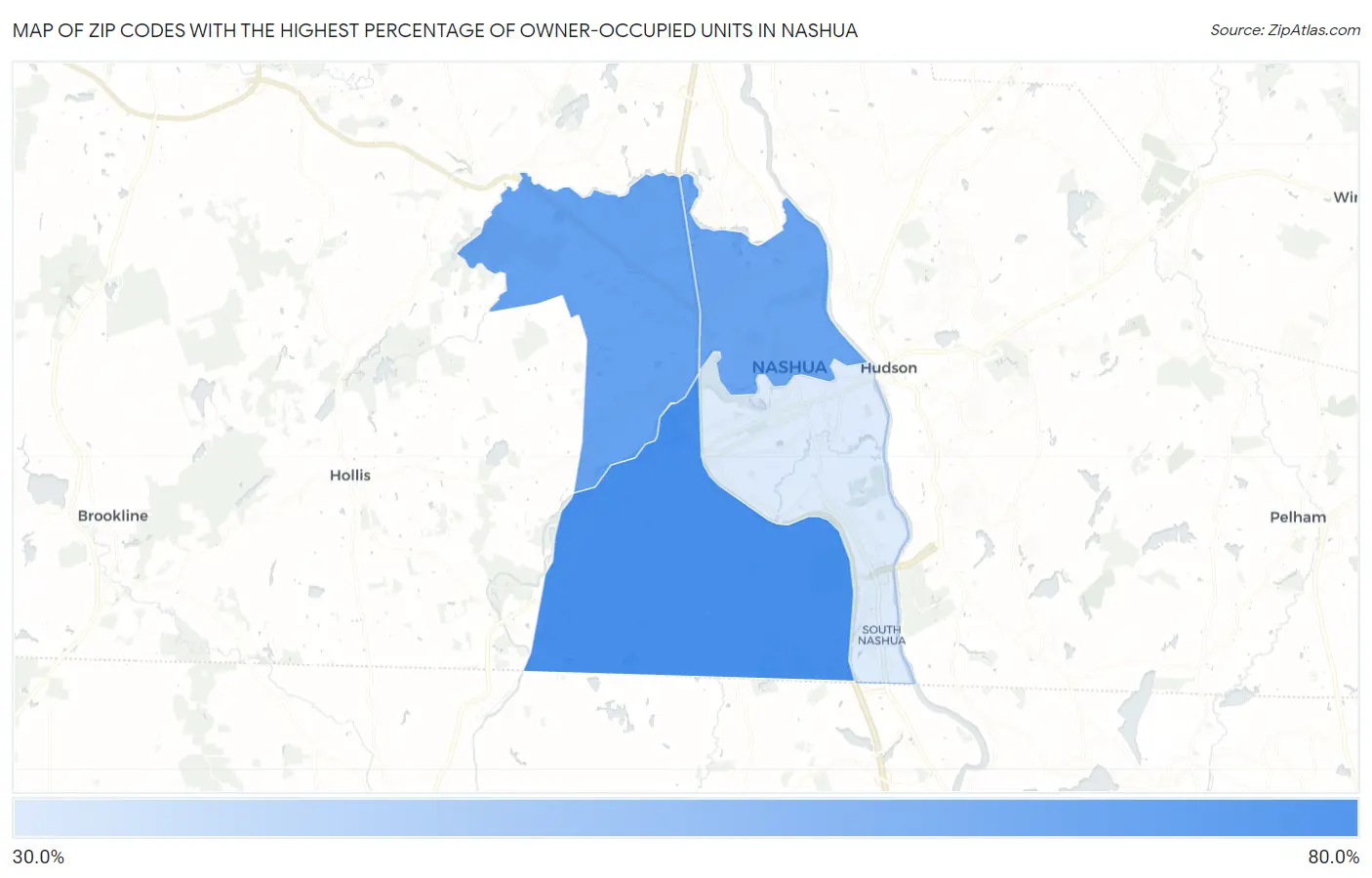 Zip Codes with the Highest Percentage of Owner-Occupied Units in Nashua Map