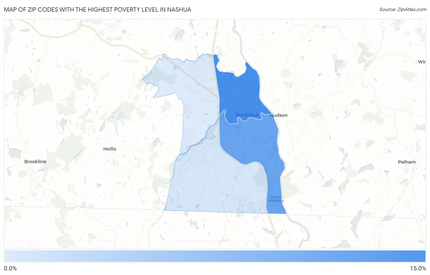 Zip Codes with the Highest Poverty Level in Nashua Map