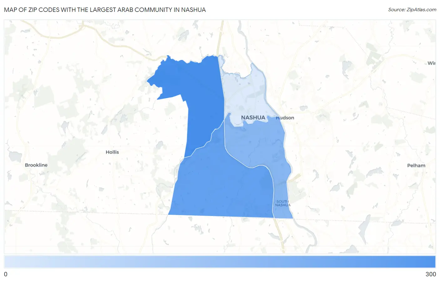 Zip Codes with the Largest Arab Community in Nashua Map