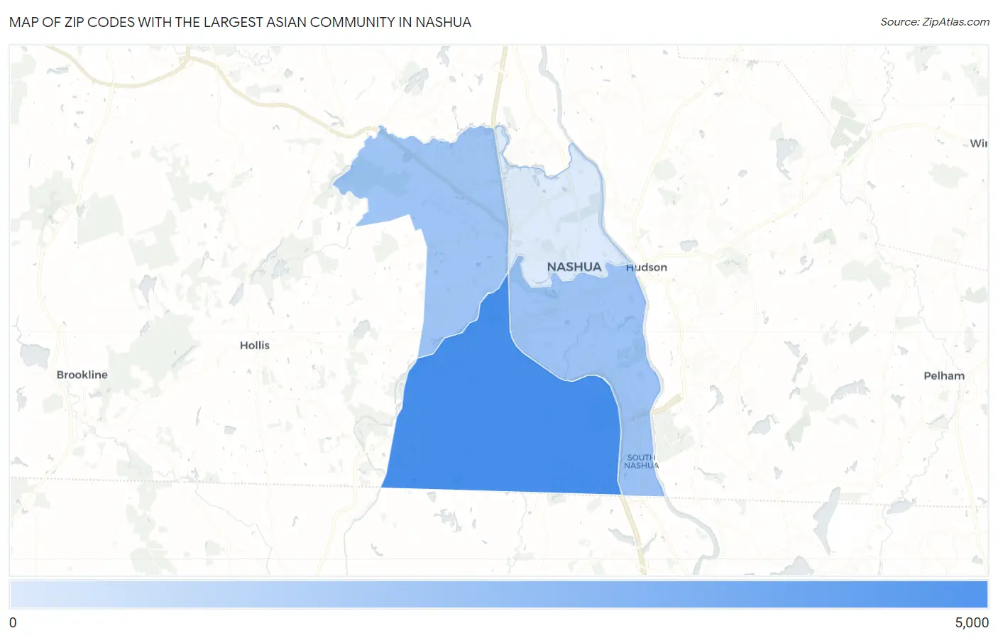 Zip Codes with the Largest Asian Community in Nashua Map