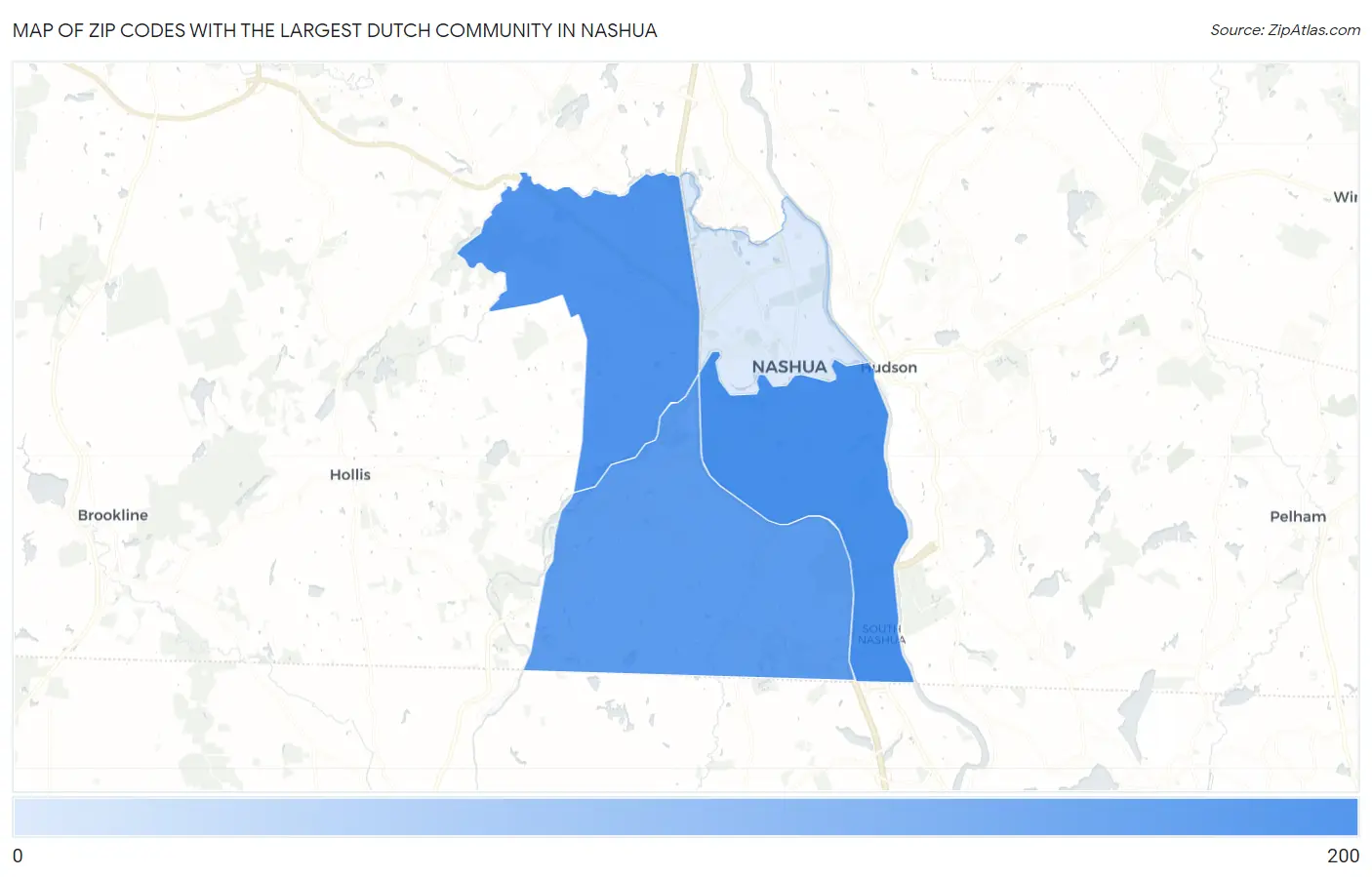 Zip Codes with the Largest Dutch Community in Nashua Map