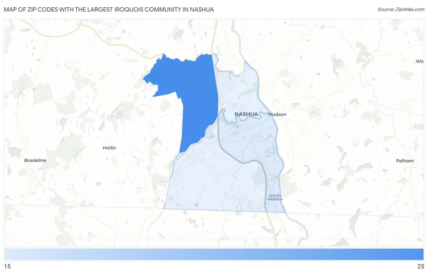 Zip Codes with the Largest Iroquois Community in Nashua Map