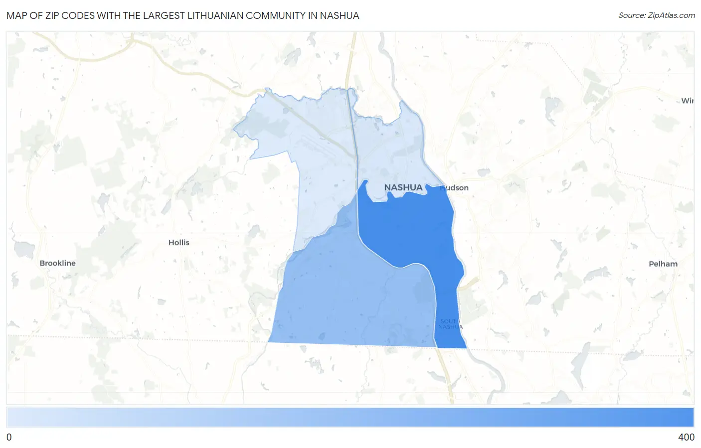 Zip Codes with the Largest Lithuanian Community in Nashua Map