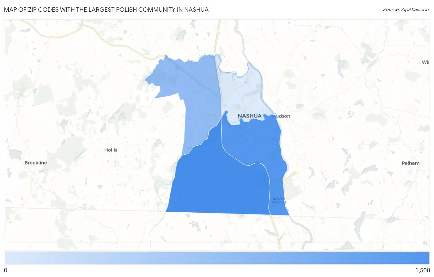 Zip Codes with the Largest Polish Community in Nashua Map