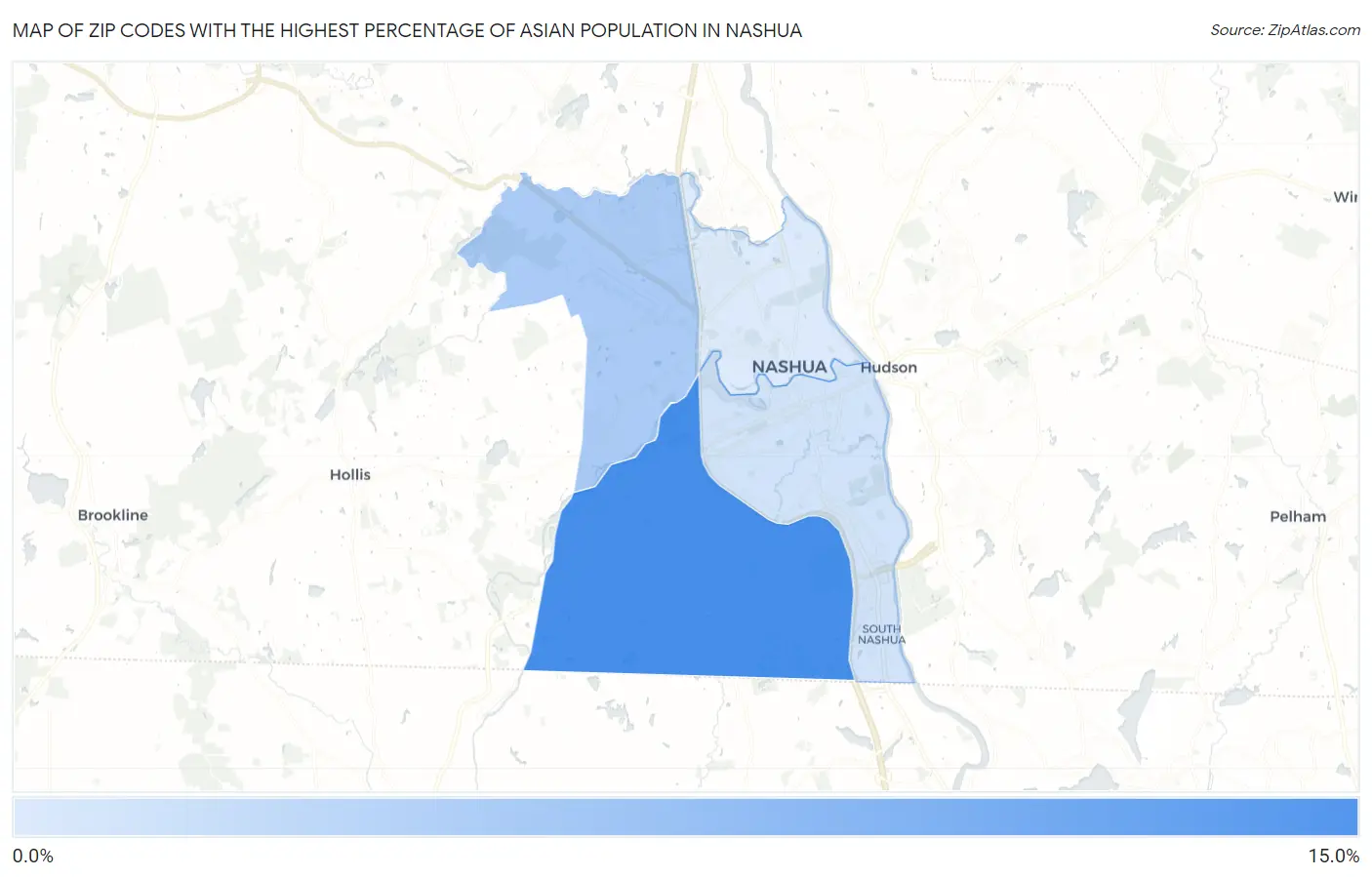 Zip Codes with the Highest Percentage of Asian Population in Nashua Map