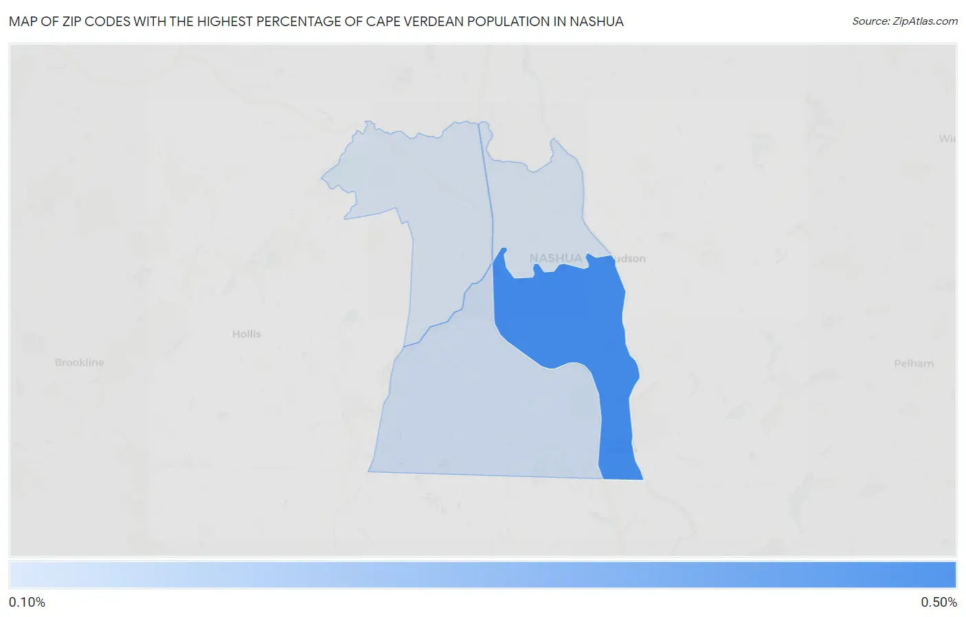 Zip Codes with the Highest Percentage of Cape Verdean Population in Nashua Map