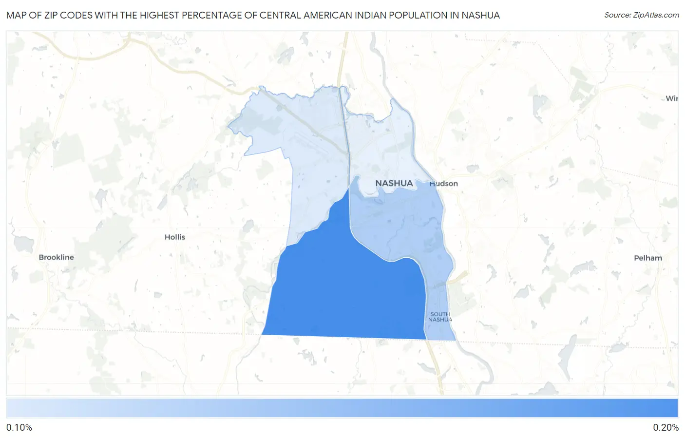 Zip Codes with the Highest Percentage of Central American Indian Population in Nashua Map