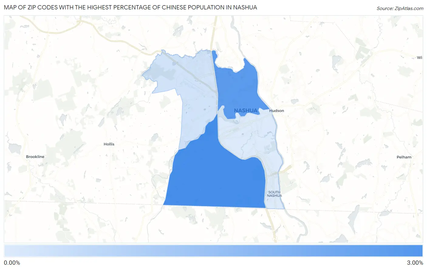 Zip Codes with the Highest Percentage of Chinese Population in Nashua Map