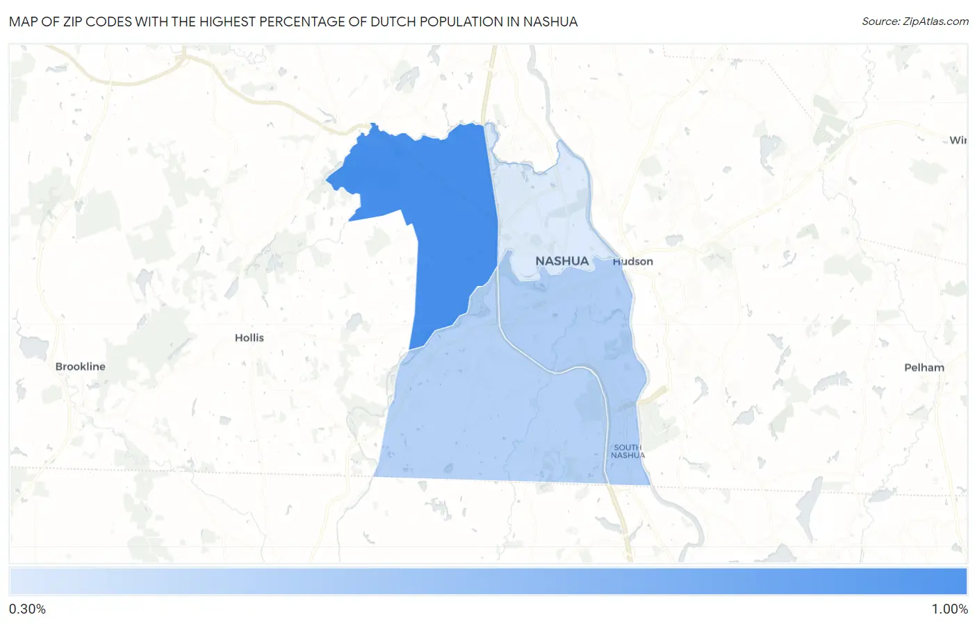Zip Codes with the Highest Percentage of Dutch Population in Nashua Map