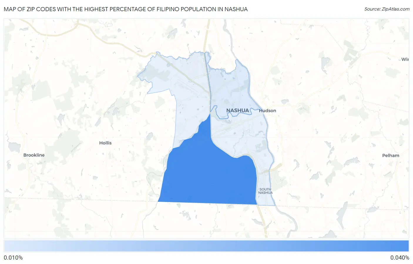 Zip Codes with the Highest Percentage of Filipino Population in Nashua Map
