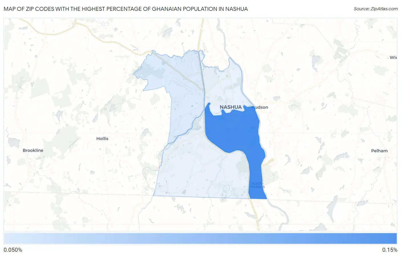 Zip Codes with the Highest Percentage of Ghanaian Population in Nashua Map