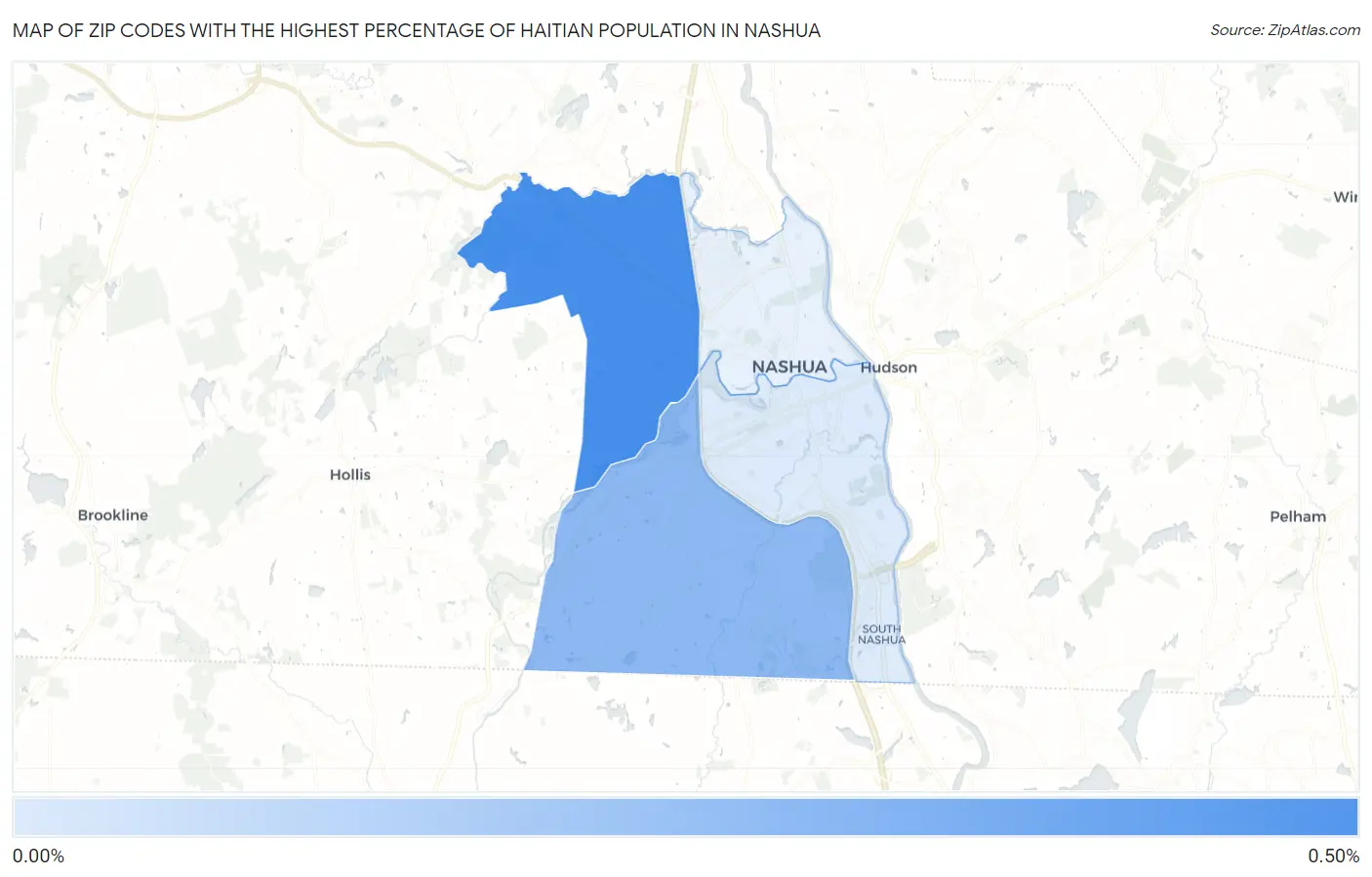 Zip Codes with the Highest Percentage of Haitian Population in Nashua Map