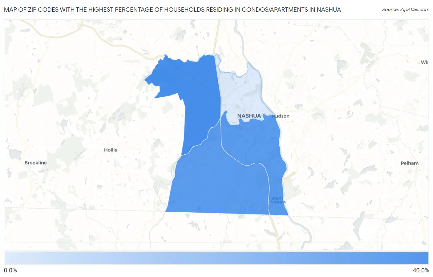 Zip Codes with the Highest Percentage of Households Residing in Condos/Apartments in Nashua Map