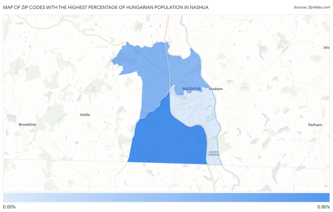 Zip Codes with the Highest Percentage of Hungarian Population in Nashua Map