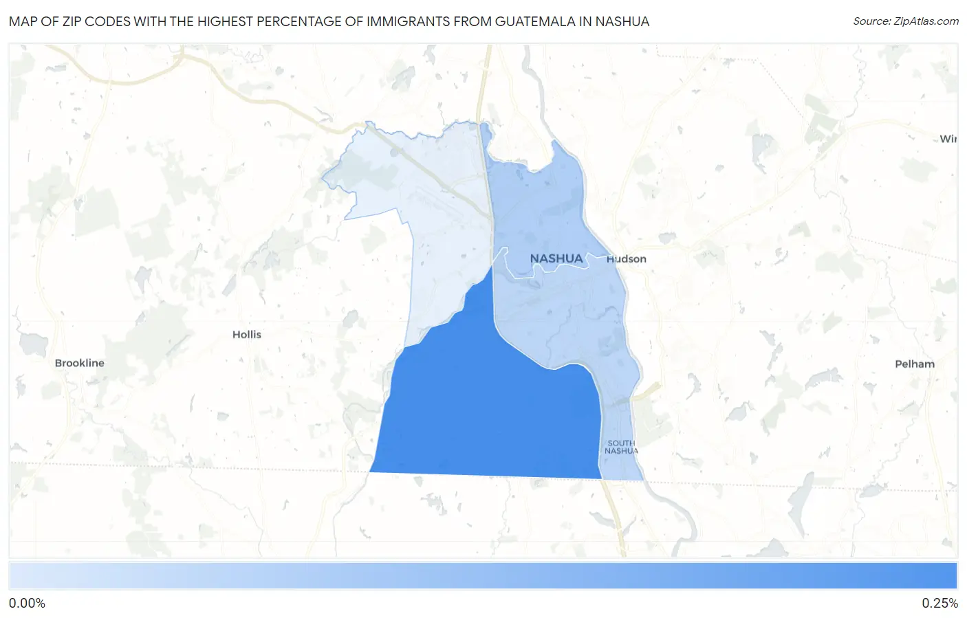 Zip Codes with the Highest Percentage of Immigrants from Guatemala in Nashua Map