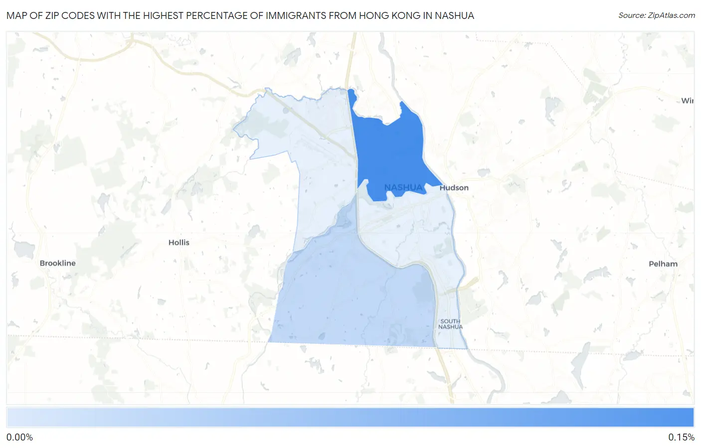 Zip Codes with the Highest Percentage of Immigrants from Hong Kong in Nashua Map