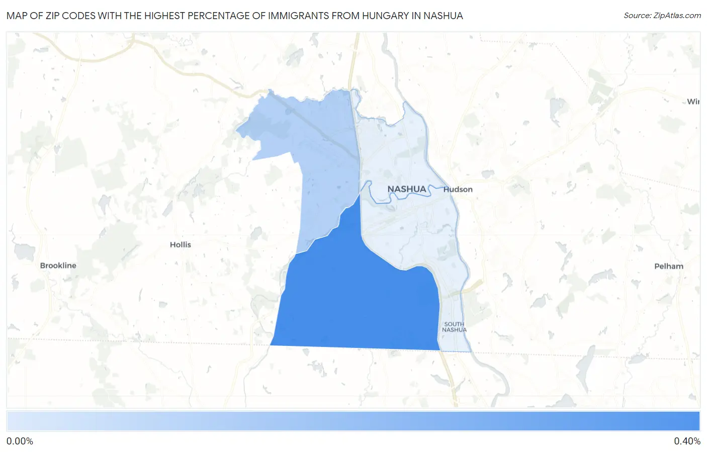 Zip Codes with the Highest Percentage of Immigrants from Hungary in Nashua Map