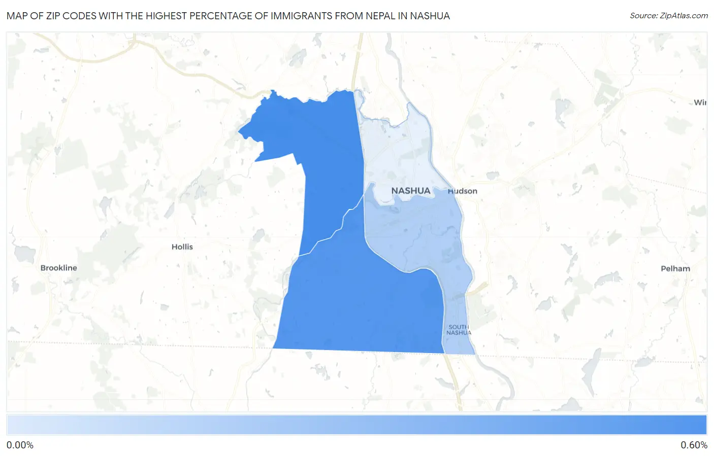 Zip Codes with the Highest Percentage of Immigrants from Nepal in Nashua Map