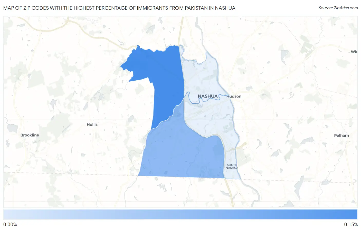Zip Codes with the Highest Percentage of Immigrants from Pakistan in Nashua Map