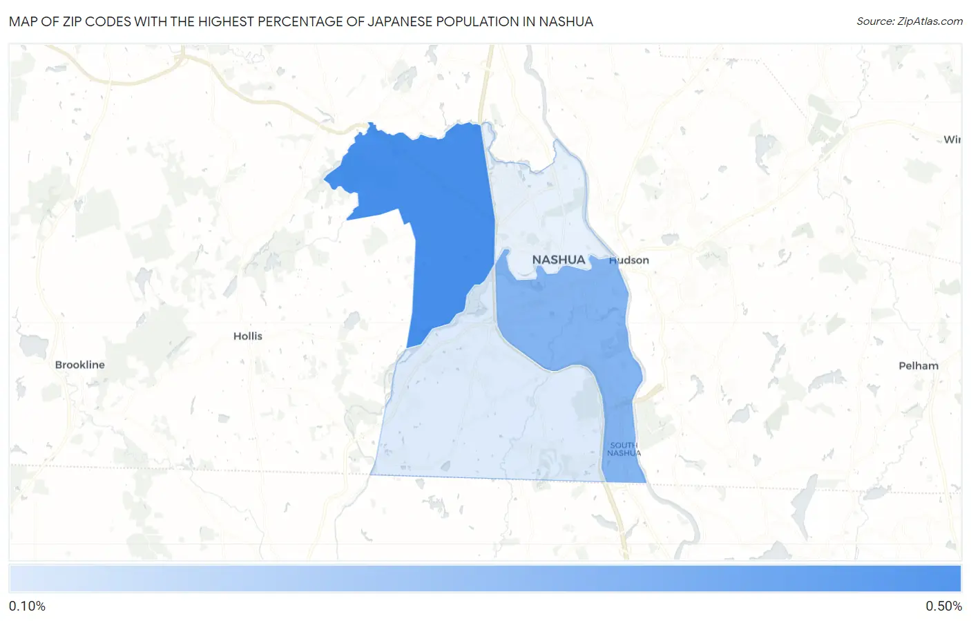 Zip Codes with the Highest Percentage of Japanese Population in Nashua Map