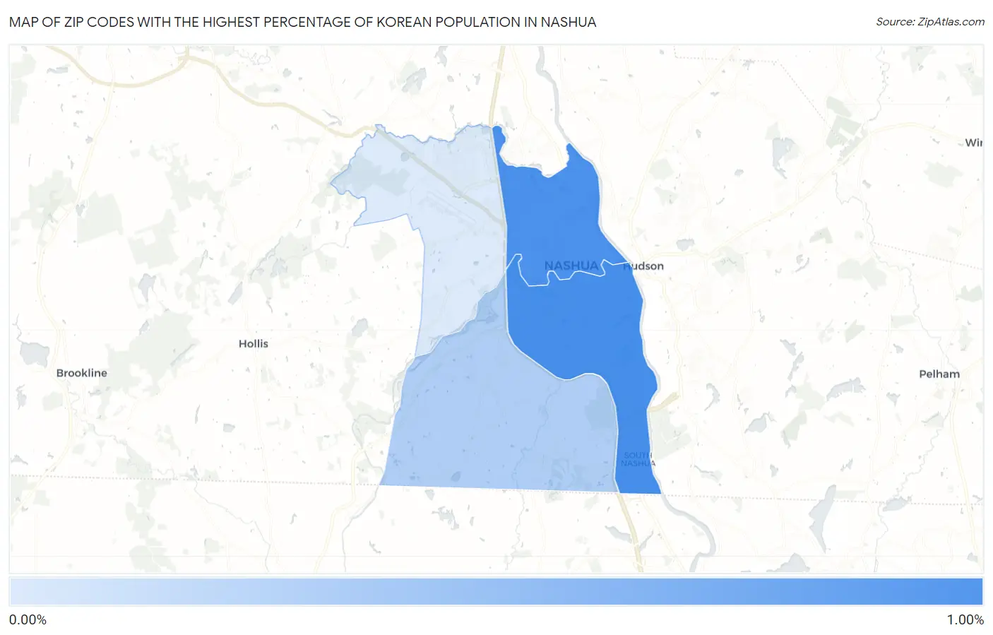 Zip Codes with the Highest Percentage of Korean Population in Nashua Map