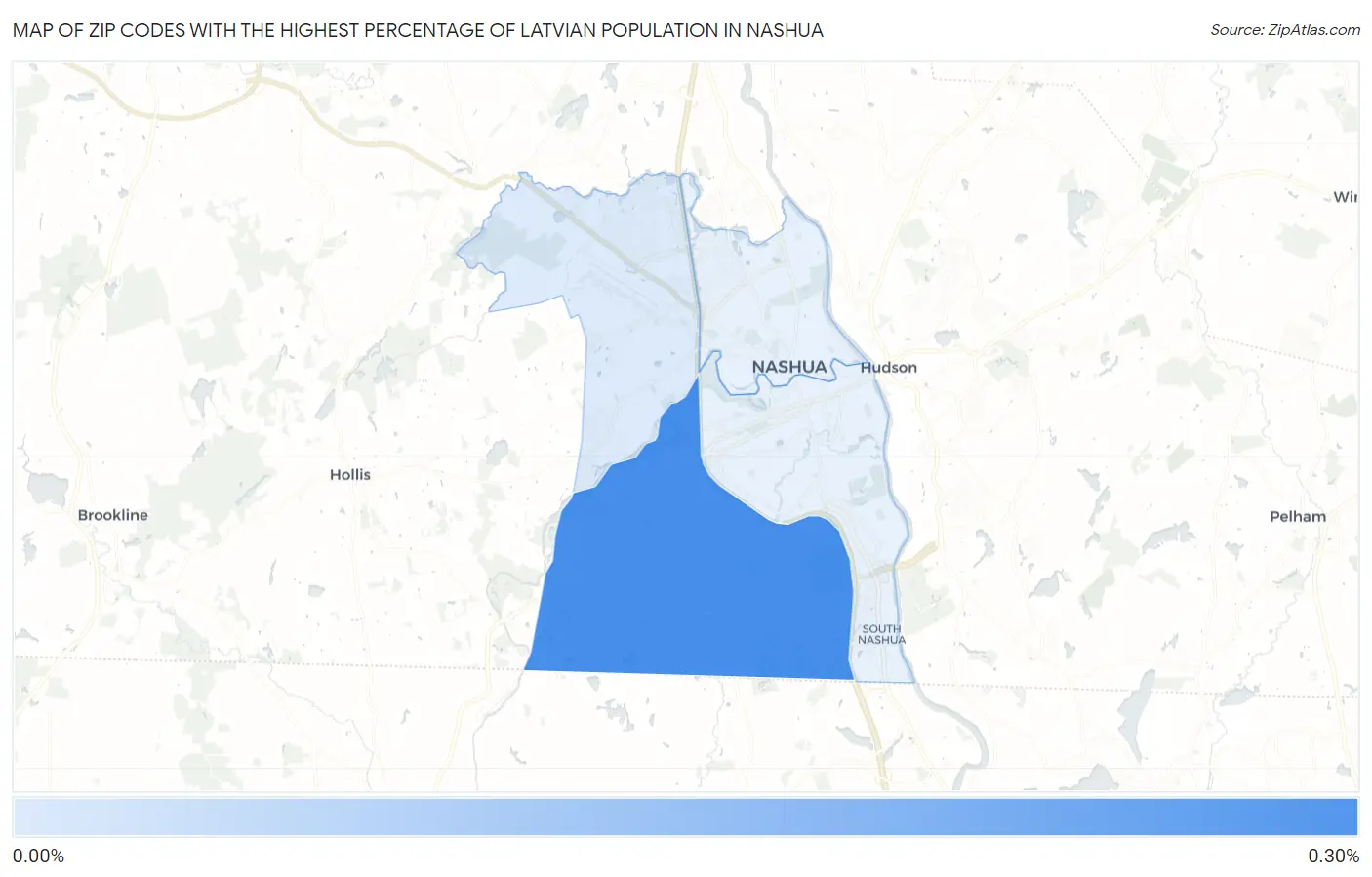 Zip Codes with the Highest Percentage of Latvian Population in Nashua Map