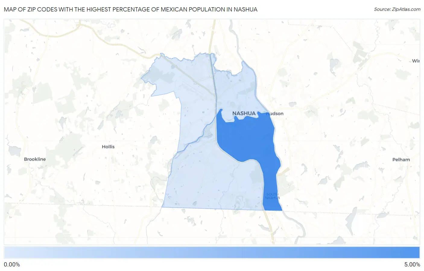 Zip Codes with the Highest Percentage of Mexican Population in Nashua Map