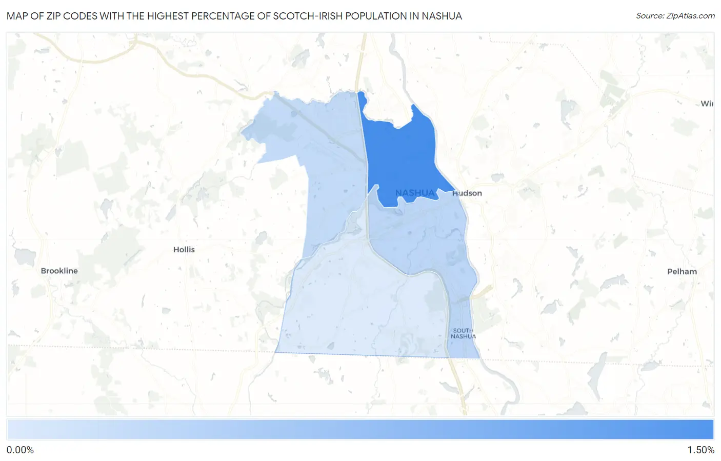 Zip Codes with the Highest Percentage of Scotch-Irish Population in Nashua Map