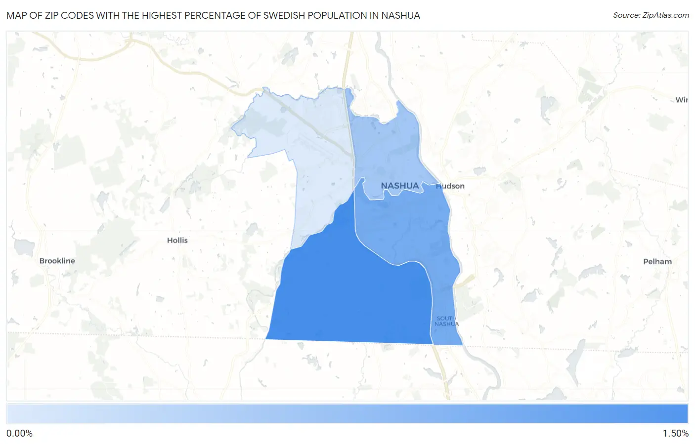 Zip Codes with the Highest Percentage of Swedish Population in Nashua Map
