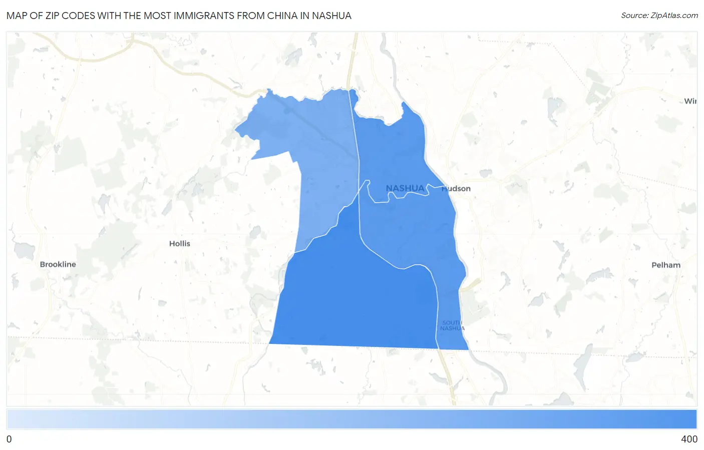 Zip Codes with the Most Immigrants from China in Nashua Map