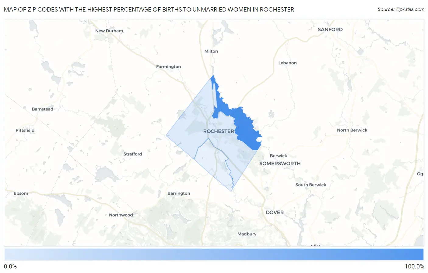 Zip Codes with the Highest Percentage of Births to Unmarried Women in Rochester Map