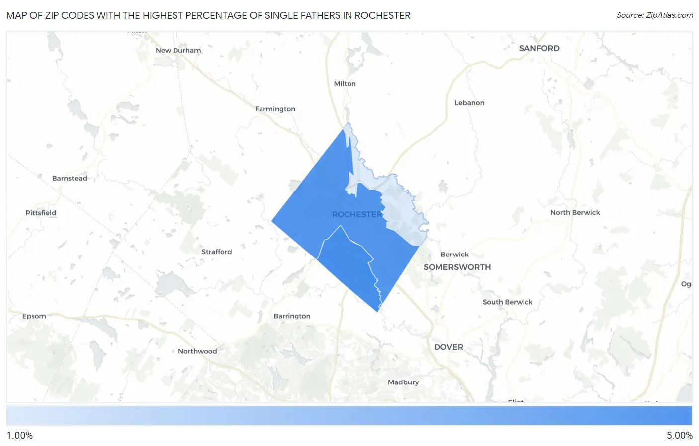 Zip Codes with the Highest Percentage of Single Fathers in Rochester Map