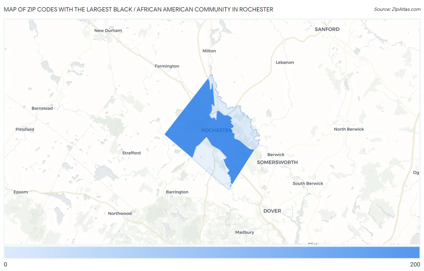 Zip Codes with the Largest Black / African American Community in Rochester Map
