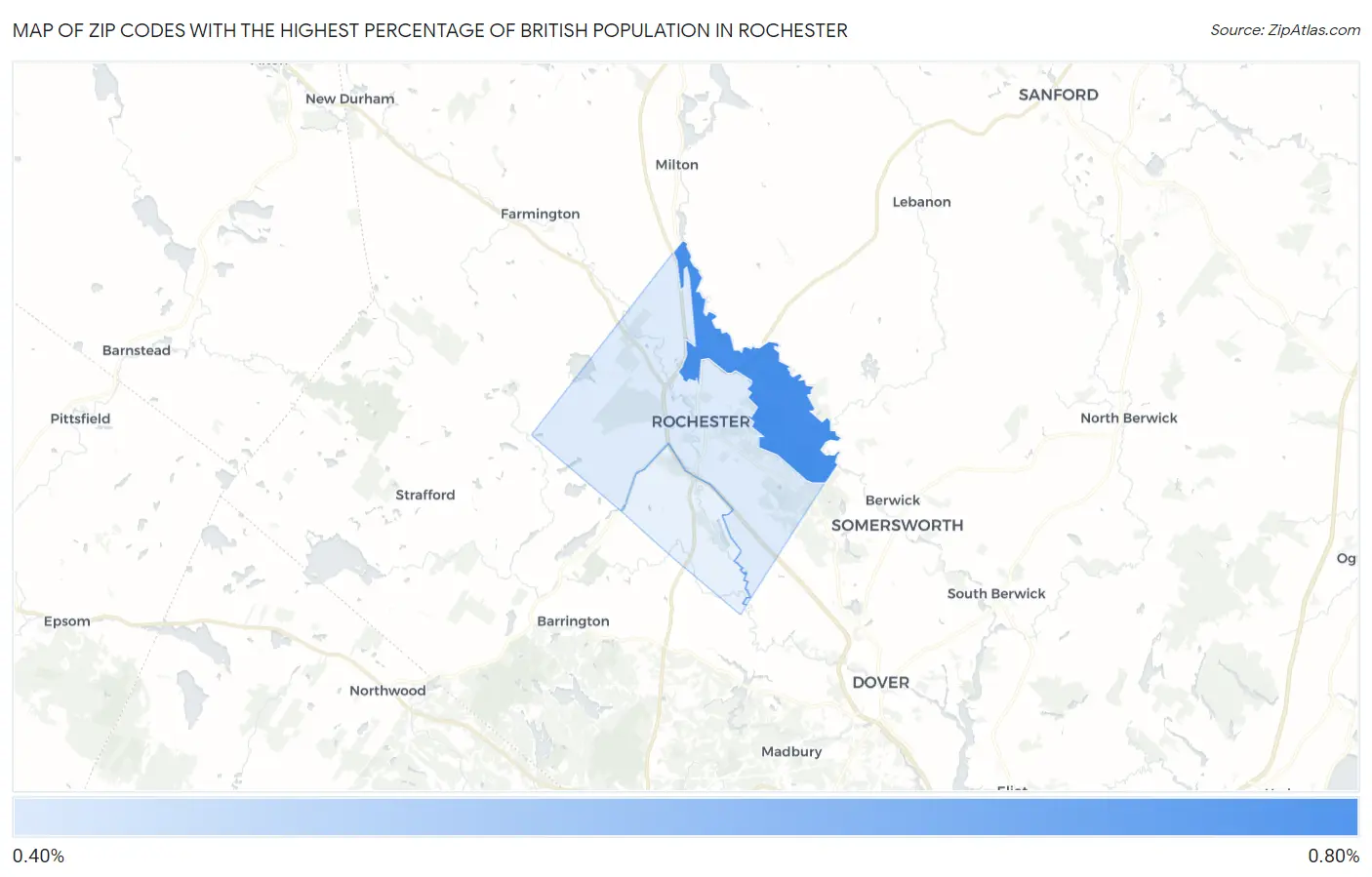 Zip Codes with the Highest Percentage of British Population in Rochester Map